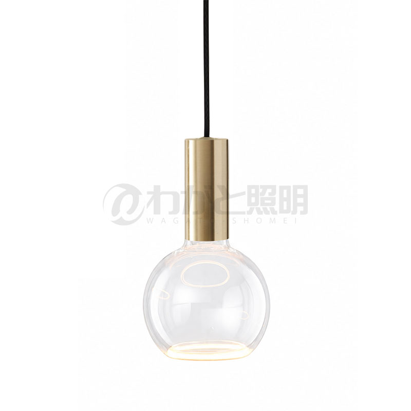 well lit　ウェルリット　ペンダントライト+LEDランプセット　SPIN PENDANT+AZURE　調光　引掛シーリング　全光束400lm　6W　電球色2200K　本体:BRASS/ブラス　LEDランプ:AZURE ORB　SPIN PENDANT BRASS+AZURE ORB
