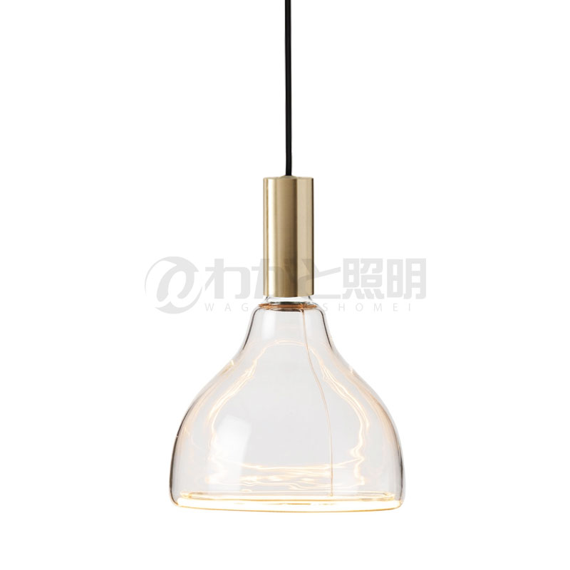 well lit　ウェルリット　ペンダントライト+LEDランプセット　SPIN PENDANT+AZURE　調光　引掛シーリング　全光束440lm　6W　電球色2200K　本体:BRASS/ブラス　LEDランプ:AZURE S-CURVE　SPIN PENDANT BRASS+AZURE S-CURVE