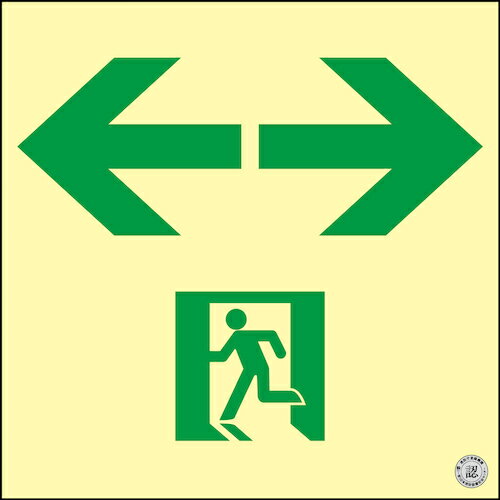 全組 - 日本緑十字社　高輝度蓄光避難誘導ステッカー標識　←非常口→　200×200mm　消防認定品　360943