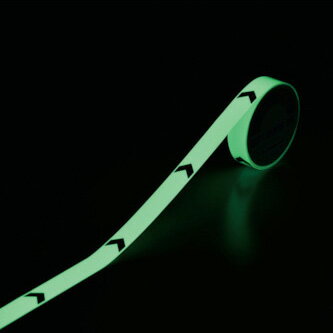 日本緑十字社　高輝度蓄光ラインテープ（矢印付）　FLAY−2510　25mm幅×10m　屋内用　PET　361006