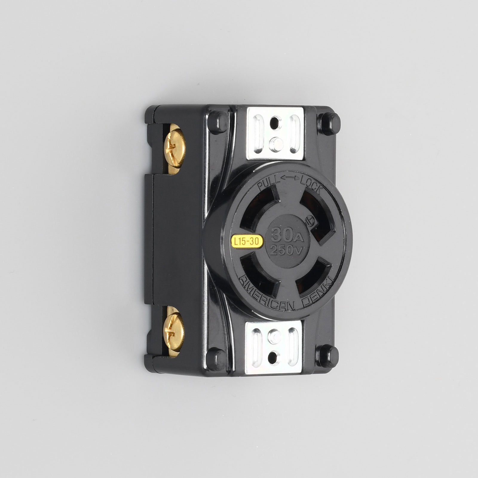 アメリカン電機　接地形3P 30A 250V　引掛形パネル用コンセント　4320-P-L15