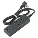 オーム電機 節電タップ 2個口 1m Type-C(PD対応)×1、Type-A×1 L型プラグ ブラック(黒) TypeC TypeA USB HS-TU21...