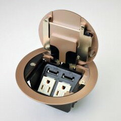 TERADA　フロアコンセント　テラコン　プラグ収納コンセント　LCRプレート器具(電源接地付×2／シャンパンゴールド)　LCR10005M020