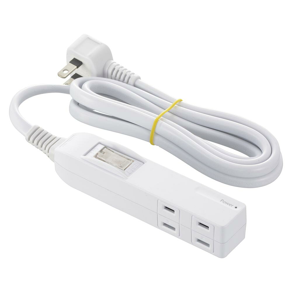 オーム電機　発煙ガードスリムタップ　一括集中スイッチ過電流防止ブレーカー付　4個口　コード1.5m　白（ホワイト）　HS-T415HB-W (00-2583)