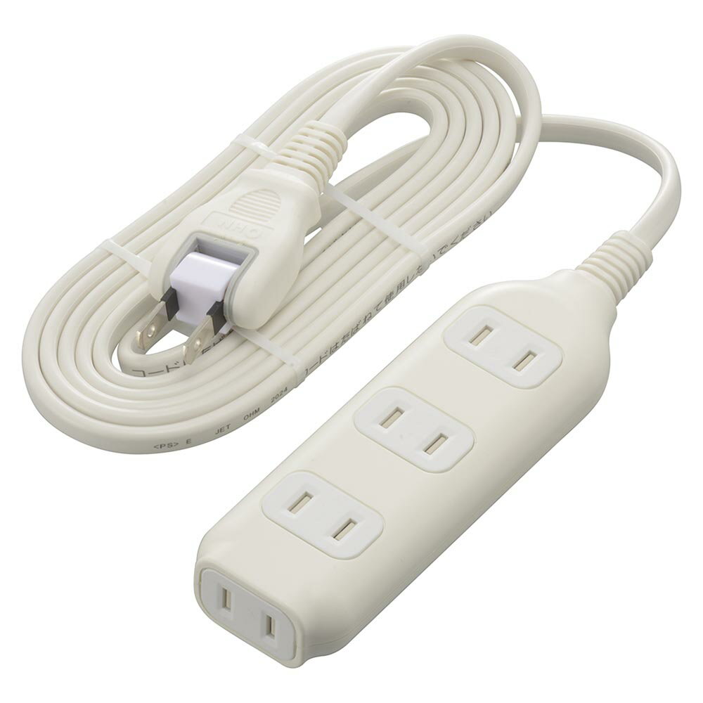 乐天商城 - オーム電機　コード付タップ　4個口　2m　ホコリシャッター付　フリープラグ　白（ホワイト）　HS-T42W22 (00-1677)