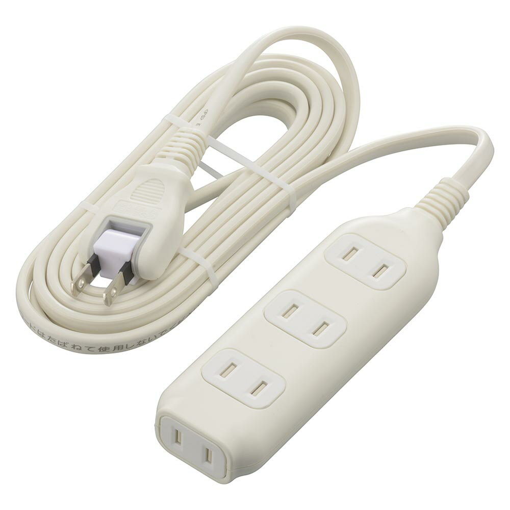 OA连接线, 电源线 - オーム電機　コード付タップ　4個口　3m　ホコリシャッター付　フリープラグ　白（ホワイト）　HS-T43W22 (00-1678)