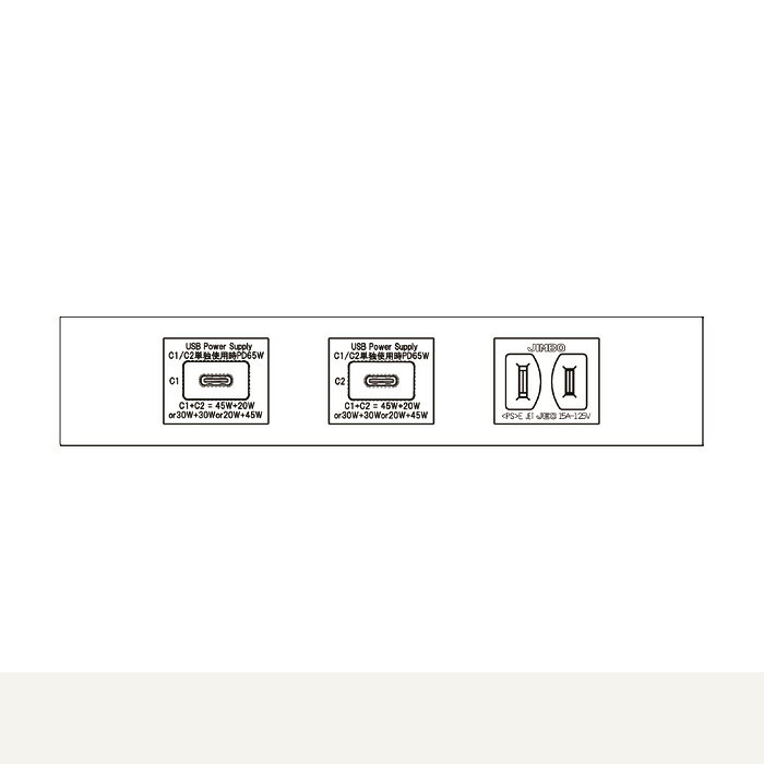 神保電器　NKシリーズ　家具・機器用USBコンセント（Type-C）＋USBコンセント（Typ...