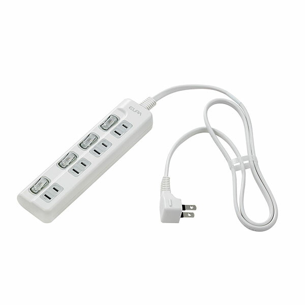 ELPA　スイッチ付タップ　LEDランプ　上挿し　4個口　1m　WLSLU41EBW