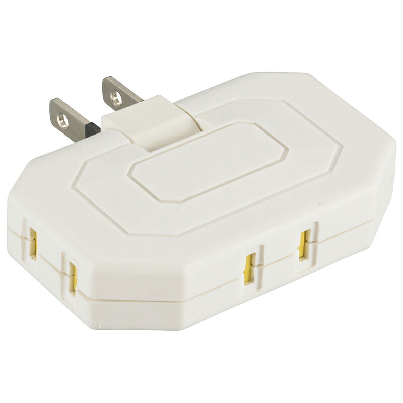 オーム電機 コーナータップ（3個口／シャッター付／ホワイト） HS-TM3MC3PBT-W (00-5093)