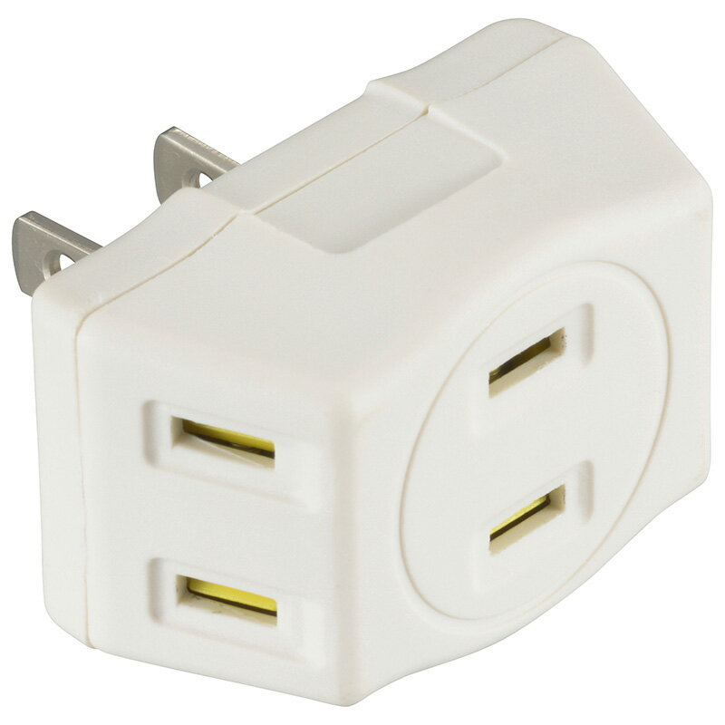 オーム電機 トリプルタップ（3個口／シャッター付／ホワイト） HS-TM3MT3PBT-W (00-5092)