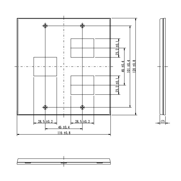 神保電器　J・WIDE SLIMシリーズ　スリムスクエア　コンセントプレート　簡易耐火プレート　2連用　3コ用（1コ＋3コ）　ピュアホワイト　QWDF-12