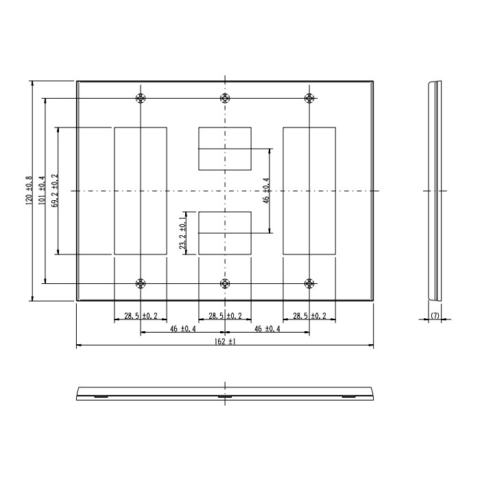 神保電器　J・WIDE SLIMシリーズ　スリムスクエア　コンセントプレート　簡易耐火プレート　3連用　8コ用（3コ＋2コ＋3コ）　ピュアホワイト　QWDF-323