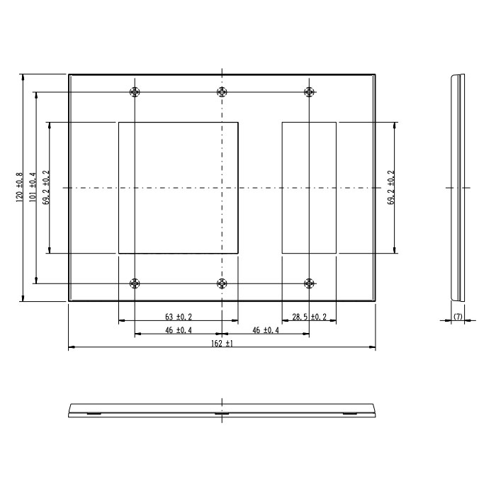 神保電器　J・WIDE SLIMシリーズ　スリムスクエア　コンセントプレート　3連用　保安灯用　ブラック　QWD-NT3-BK ※受注生産品