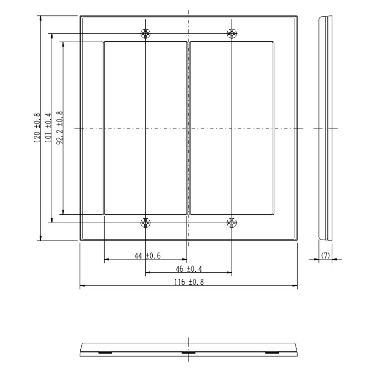 神保電器　J・WIDE SLIMシリーズ　スリムスクエアメタリック　スイッチプレート　2連用　メタリックブラック　QWP-2 MBK