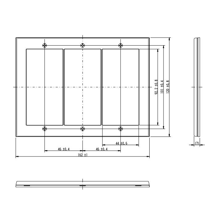 神保電器　J・WIDE SLIMシリーズ　スリムスクエアメタリック　スイッチプレート　3連用　メタリックブラック　QWP-3 MBK