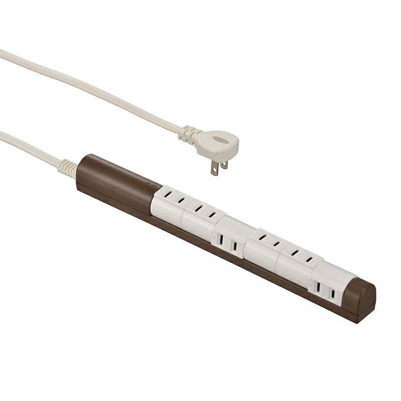 螢光燈, 電燈泡 - オーム電機　回転スリムタップ（6個口/1.5m/ブラウン）　合計1500Wまで　HS-T61C5S3-T (00-5186)