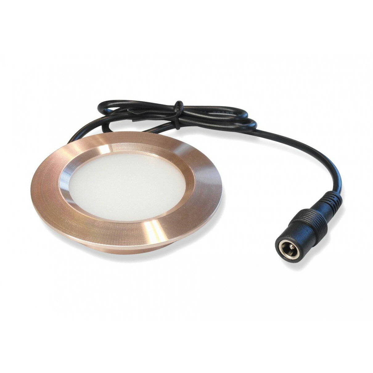 ノア DC12V 家具用LED照明(什器用) 薄型ダウンライト 丸形 ゴールド(金色) コード長500mm DCジャック付 光源色:電球色 ワンタッチ式 取付穴...