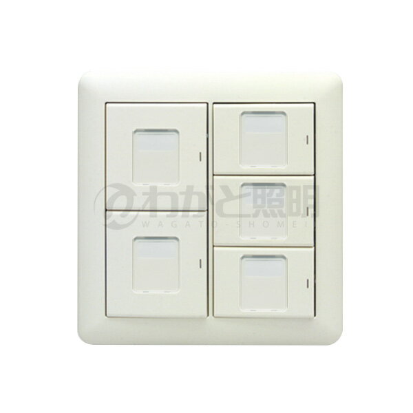 神保電器　J・WIDEシリーズ　スイッチ組み合わせ　2連5個用　マーク付　シート：白色（ホワイト）　片..