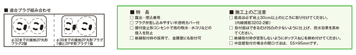 神保電器　防雨形配線器具　アースターミナル付防雨形抜止接地ダブルコンセント　2...
