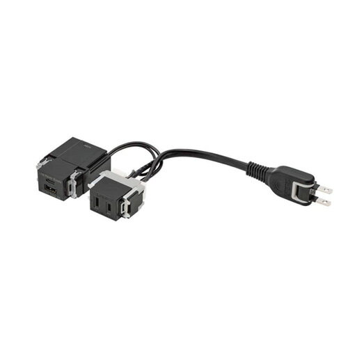 スガツネ　LAMP　結線済コンセント　DM2-A1UCA型　電源（AC）1口　USB1口　電気工事不要　ブラック　ほこり防止シャッター付　USB Type-C/Type-A対応　DM2-A1UCA-BL