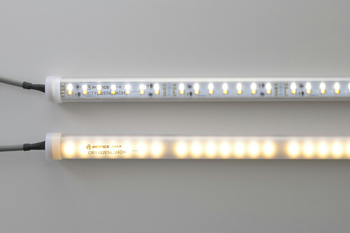 プリンス　LED棚照明器具　ディーライン　冷ケース用照明　Cシリーズ　DHタイプ　Tタイプ（透明丸型）　全長408mm　調色LED　昼白色-電球色　5000K-2700K　CT408ENL/24DH ※受注生産品