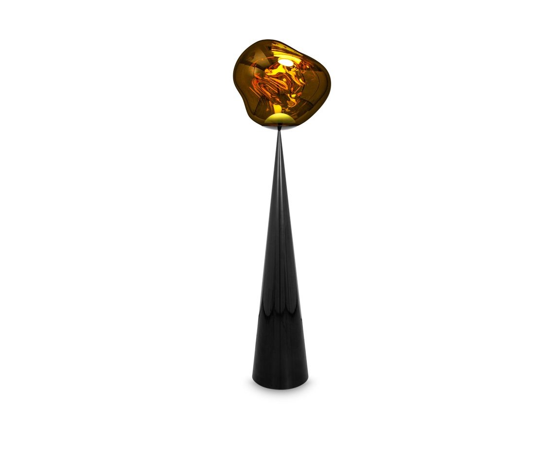 Floor Lamps - Tom Dixon　トム・ディクソン　フロアライト　フロアスタンド　MELT CONE FAT FLOOR（メルトコーンファットフロア）　高さ1740mm　無段階調光　6.0W　3000K　コンセント・外付スイッチ付き　ゴールド　LED内蔵　MELT CONE FAT FLOOR GOLD