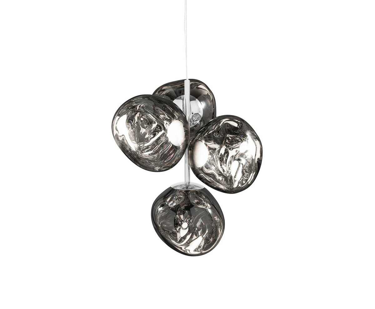 Tom Dixon　トム・ディクソン　シャンデリア　MELT MINI CHANDELIER（メルトミニシャンデリア）　簡易取付/引掛シーリング（引掛ローゼット/ハンガー付のみ）　定格光束3200lm　内蔵LED24W　3000K　クローム　MELT MINI CHANDELIER CHROME-ST