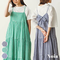 【公式】[ノイア] Noia チェックキャミワンピース | 春 2024 新作 両脇にはシームポケット付きで実用性も兼ね備えています 後ろにはリボン付きでバックスタイルも様になる1枚