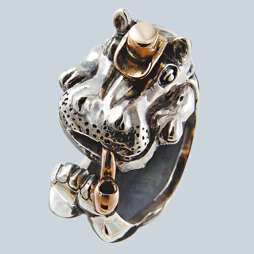 かばの紳士リング カバリング 送料無料 動物モチーフ 指輪 指環 18金 K18ピンクゴールド シルバーアクセサリー SILVER925 女性 男性 プレゼン...