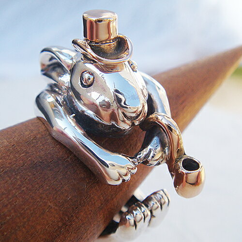 うさぎの紳士リング ウサギリング 送料無料 兎 干支 十二支 卯年 動物モチーフ 指輪 指環 18金 K18ピンクゴールド シルバーアクセサリー SILVER9...