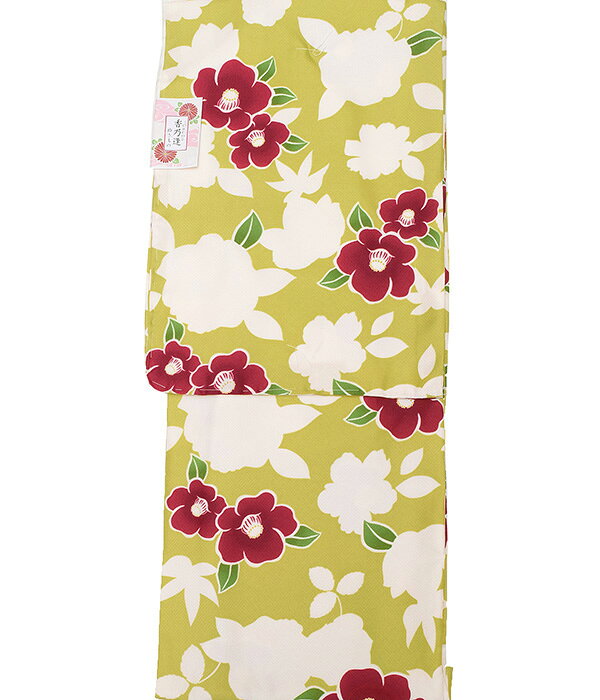 7980【 L 袷せ 】洗える着物 小紋 仕立て上り ちりめん生地 プレタ レディース 洗える袷 着物 レトロ モダン 椿 飛び柄【メール便・ネコポス不可】appk887（0）のサムネイル