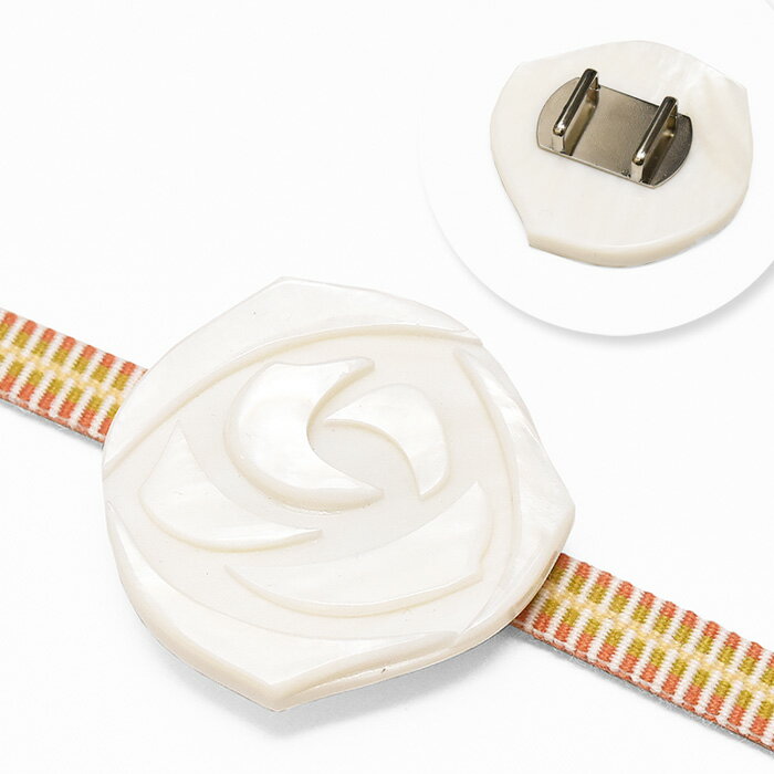 ◆【 薔薇 バラ 】 白蝶貝 帯留め単品 【 帯留 】 着物 三分紐 普段着 訪問着 附下げ 小紋 大き目 花【破損の恐れの為メール便はご注意下さい】obt-456（2）