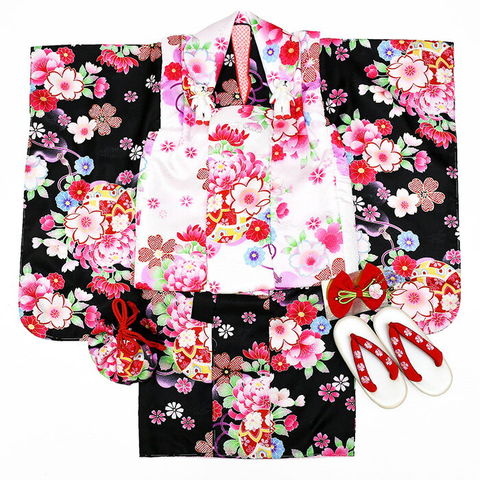 【メーカーキャリー品】28000 3歳 被布セット【7点セット】絵羽七五三 3歳セット 三歳 被布 着物セット..