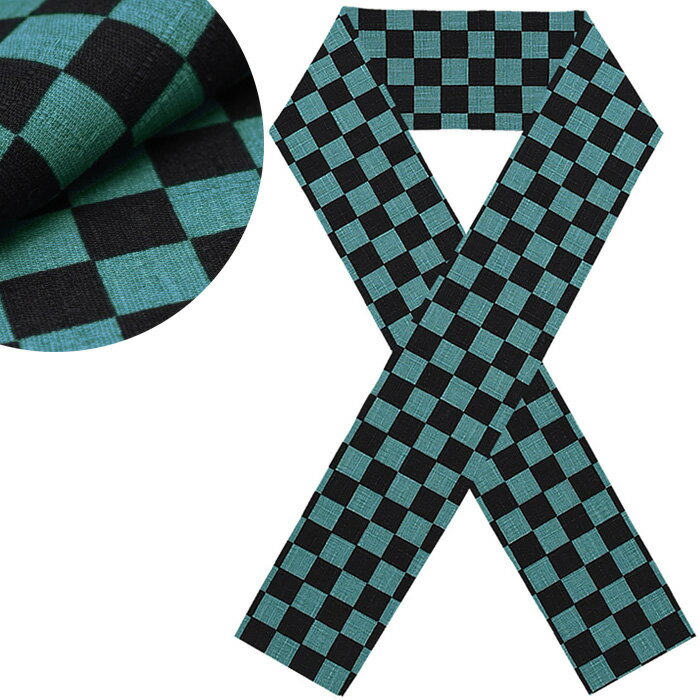 ★大人気★2800 青碧地×黒 格子【 洗える 半衿 】 半襟 春 夏 秋 冬 洗える着物 正絹小紋 に 小紋 振袖 成人式 卒業式 袴 小紋 紬 普段着 半衿...