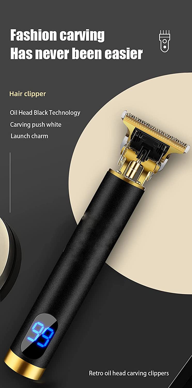 トリマークリッパー、プロのヘアエッジャークリッパー、理髪店用Tブレードトリマー、メンズ華やかなヘアクリッパー、ヘアカット用コードレスライナークリッパー、LCDディスプレイ付きビアードトリマー