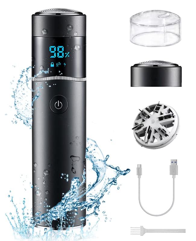 メンズシェーバー 【革新モデル】 ミニ 電気シェーバー 6枚刃 回転式 ひげそり 電動髭剃り 深剃り 早剃り IPX7防水 乾湿両用 丸洗い LED電池残量表示 安全ロック機能 お手入れ注意機能 小型 軽量 持ち運び便利 USB充電式 シェーバー