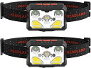 ヘッドライト 充電式 LED 2個セット最大1500ルーメン明るい 5つランプビーズ 6つ点灯モード センサー/記憶機能付き 90°角度調整可能 電池残量指示 防水/防災 夜釣り/自転車/登山/キャンプ/散歩/ランニング/ジョギング/アウトドア作業ヘルメ