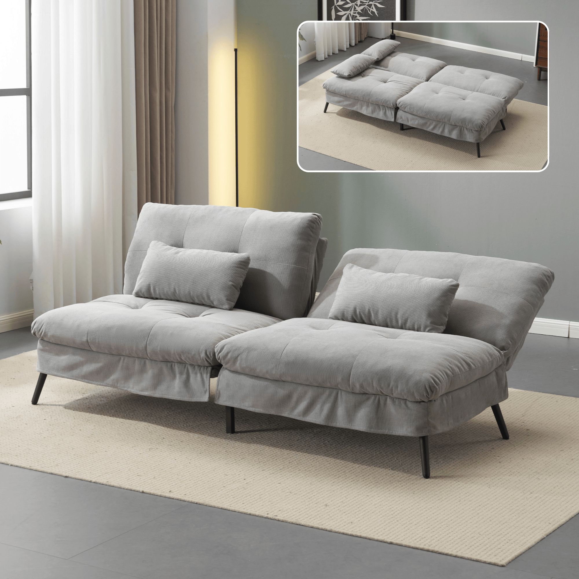 ソファベッド ソファ ベッド 組立て簡単 事務室用 サロン用 来客対応 2人 リクライニングソファ 背もた..