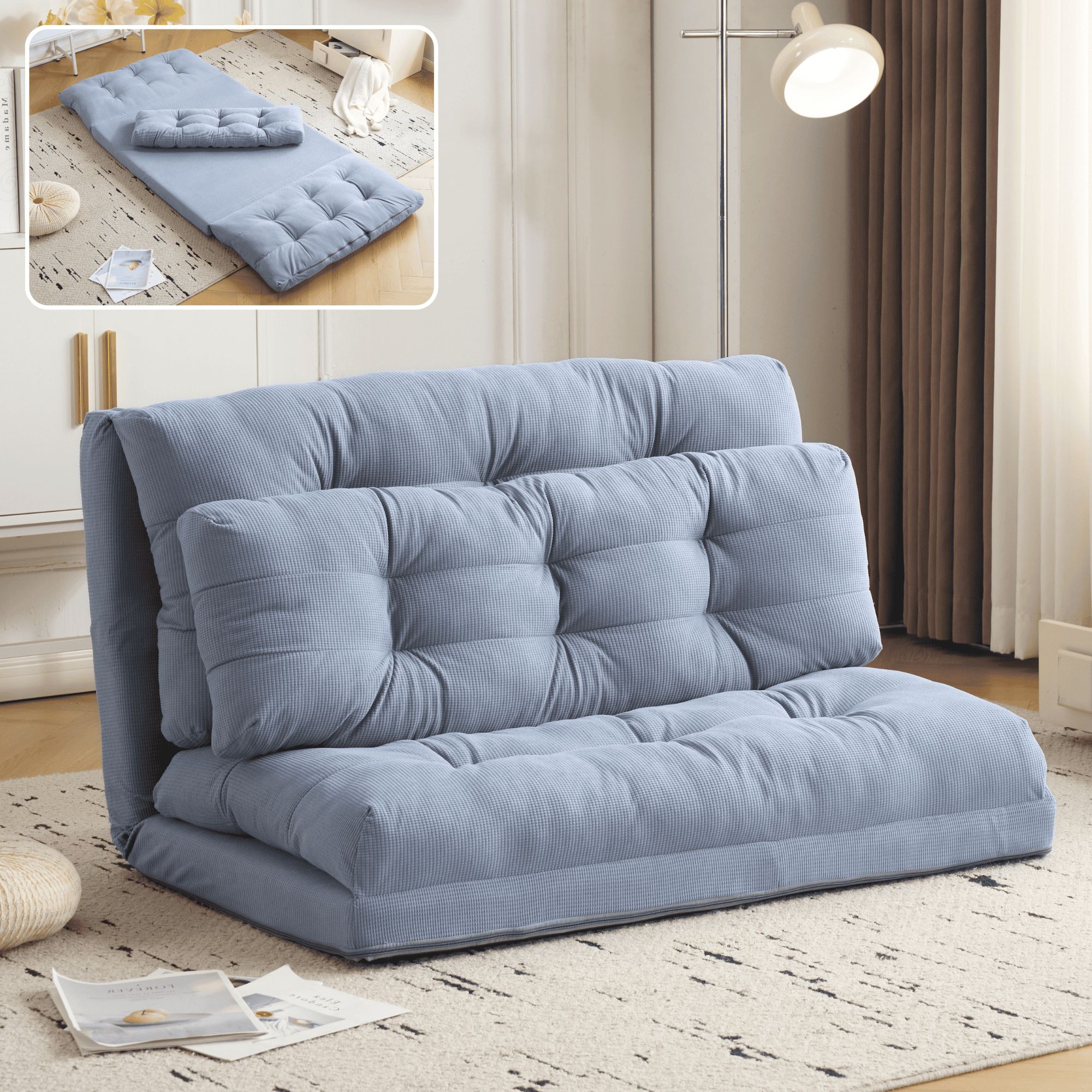 ソファーベッド ソファベッド ローソファー 2人掛け マルチに使える3WAY 幅108cm 6段階リクライニング ..