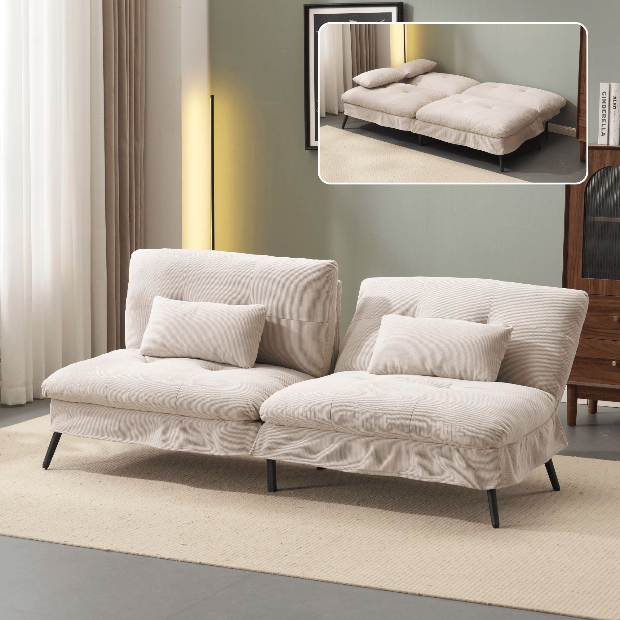 ソファベッド ソファ ベッド 組立て簡単 事務室用 サロン用 来客対応 2人 リクライニングソファ 背もた..