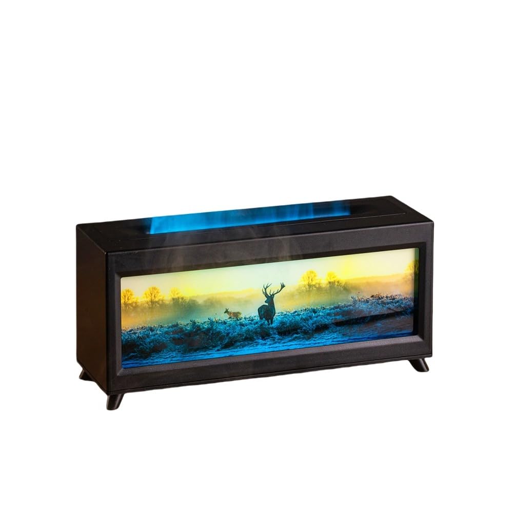 ミニ暖炉ディフューザー、炎エッセンシャルオイルディフューザー、超音波クールミスト加湿器、リモコン..