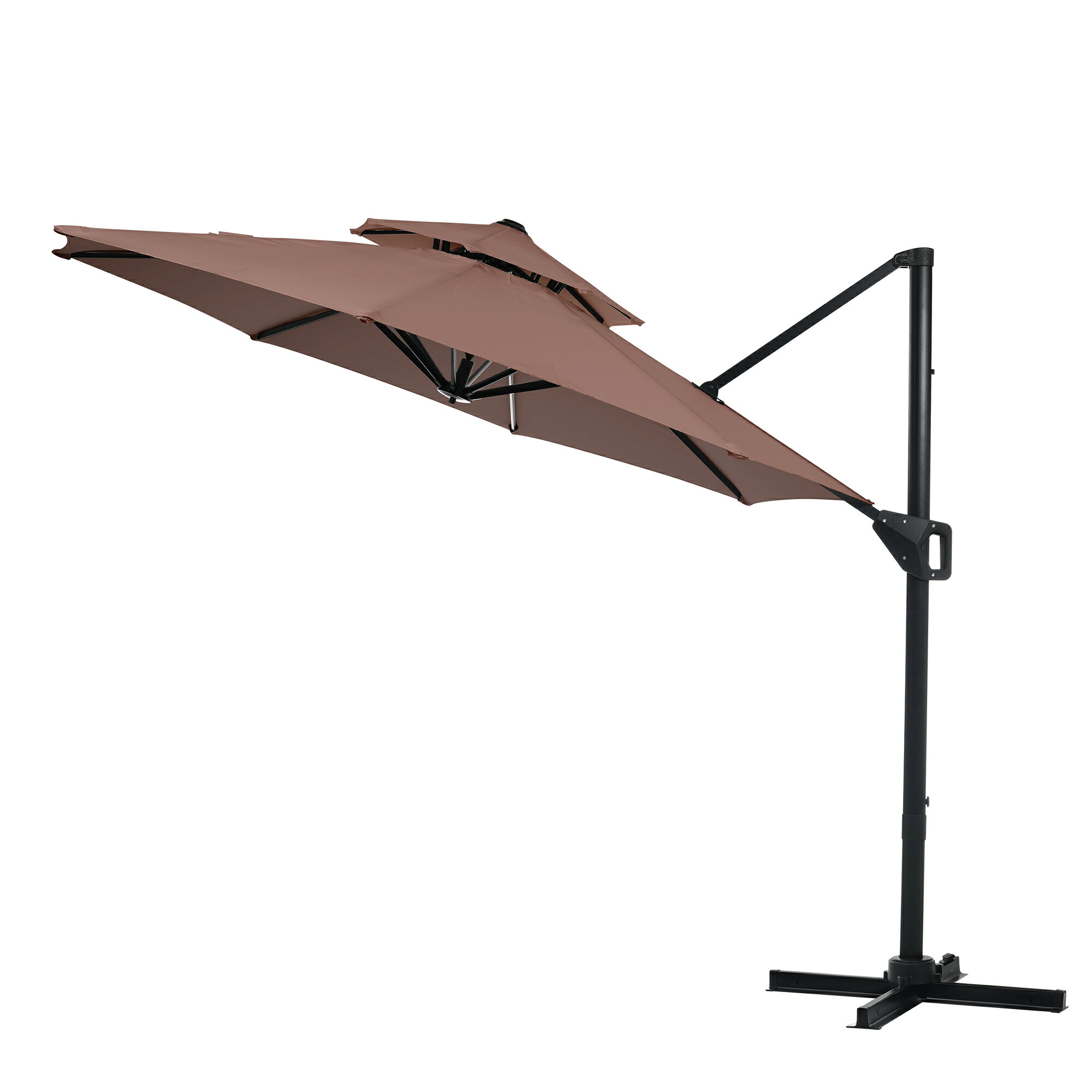 【ブラウン】パラソル単体 直径300cm 30+UPF紫外線対策 角度調整 パラソルセット ベース パラソル ガーデンパラソル