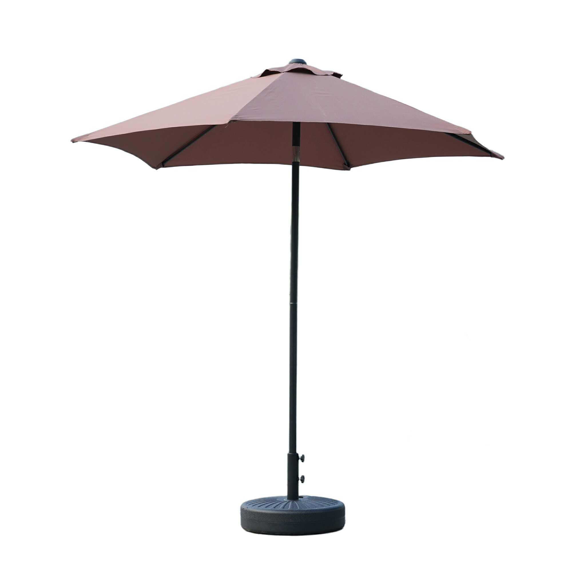 【TYPEAブラウン+ベース付き】パラソル ハンドル・フリルなし　直径220cm 30+UPF紫外線対策 角度調整 ..
