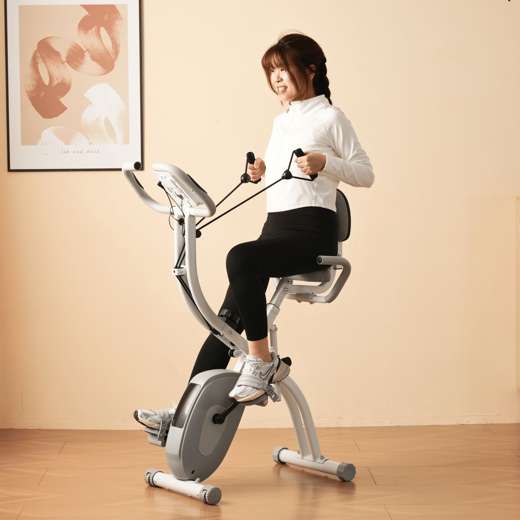 フィットネスバイク 折りたたみ 静音 背もたれ ダイエット器具 調整可能 室内運動 エクササイズバイク..