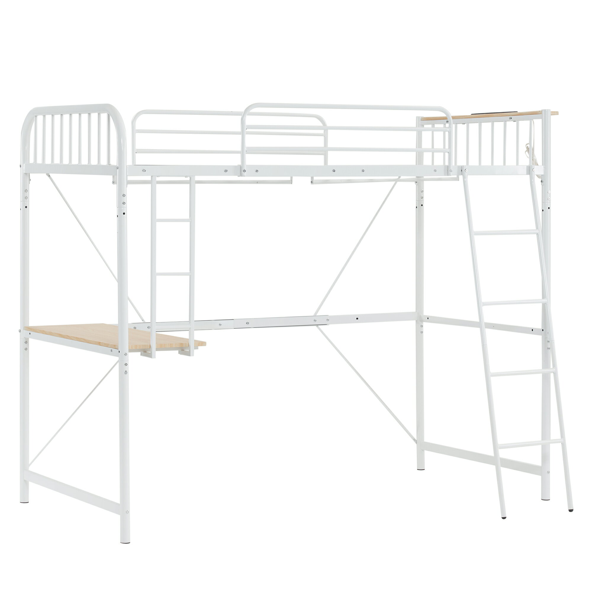 システムベット ロフトベッド シングル コンセント付き デスク付き 耐荷重120kg 高さ170cm 北欧風 二段ベッド 大人ベッド 一人暮らし 部屋二段ベッド...