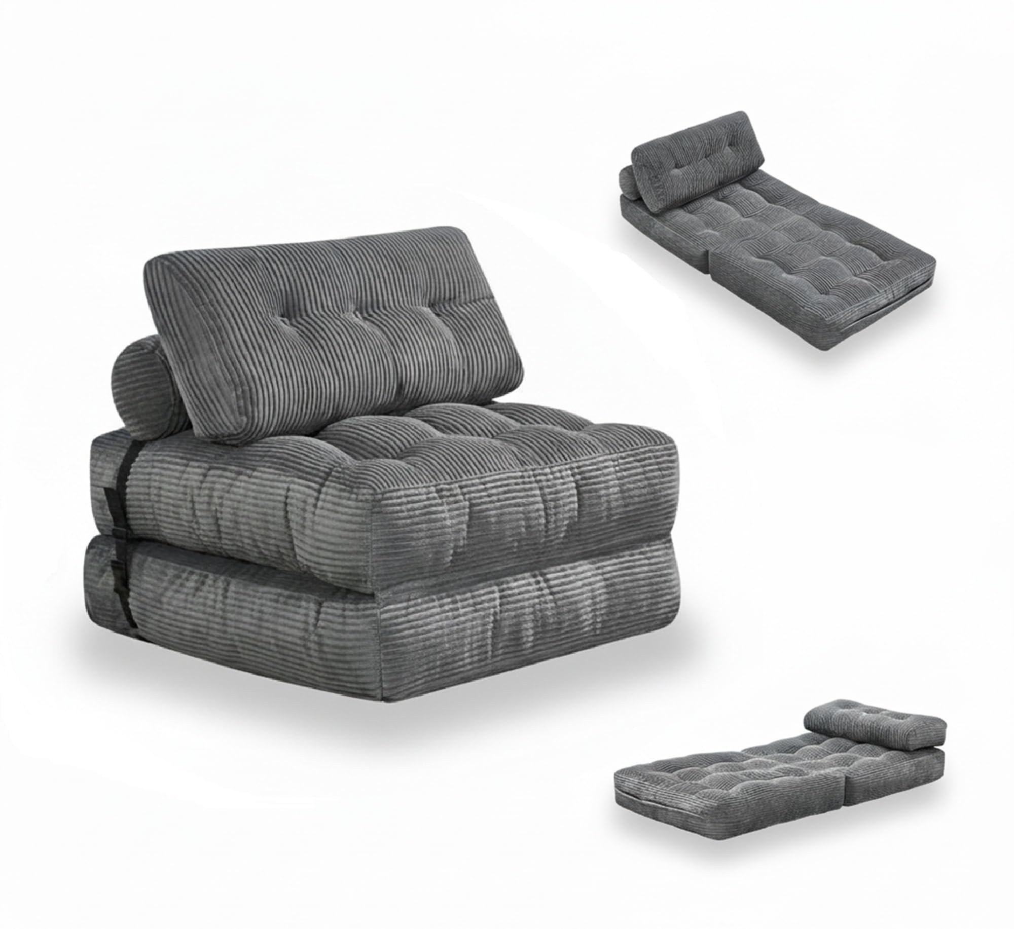 ソファーベッド 折りたたみ式 1人掛け コーデュロイ チェアベッド 枕付き 多機能 コンパクトソファ ベ..