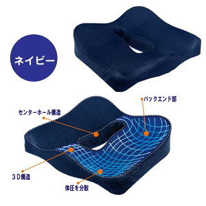 【P最大13倍★10/20限定】エルゴクッション ネイビー 腰痛 低反発 椅子 座布団 坐骨神経痛 サポート 骨盤 矯正 車椅子 ヘルスケア 姿勢 人体力学に基づいた設計 VORQIT