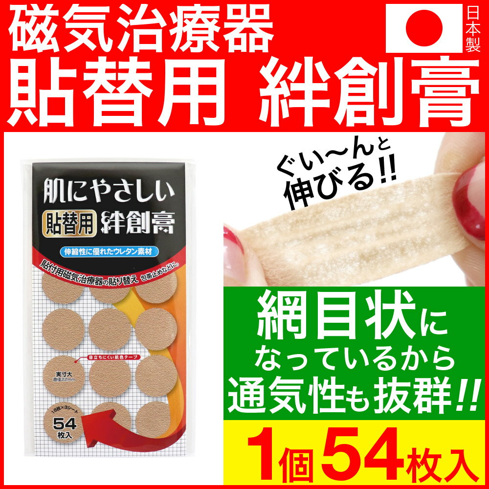 【P最大9倍★お買い物マラソン】絆創膏 肌に優しい貼替用絆創膏54枚入（18枚入×3シート）日本製 円形タイプ 直径22mm …