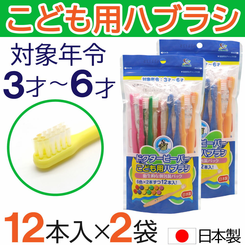 こども用ハブラシ ふつう 12本入×2袋 3才～6才 歯ブラシ 子供用 歯磨き キッズ 日本製