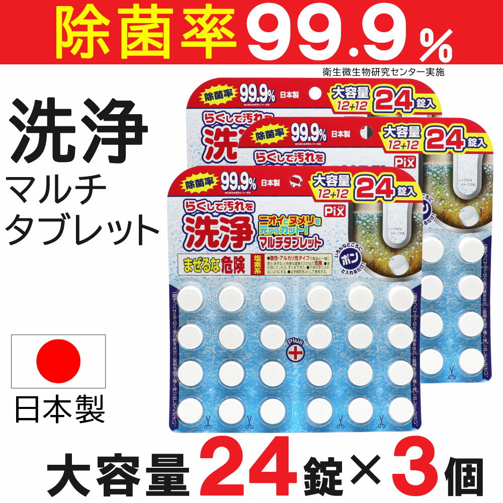 【P最大9倍★10/30限定】排水口クリーナー 洗浄 マルチタブレット 大容量 24錠入×3個 ライオンケミカル ピクス 日本製